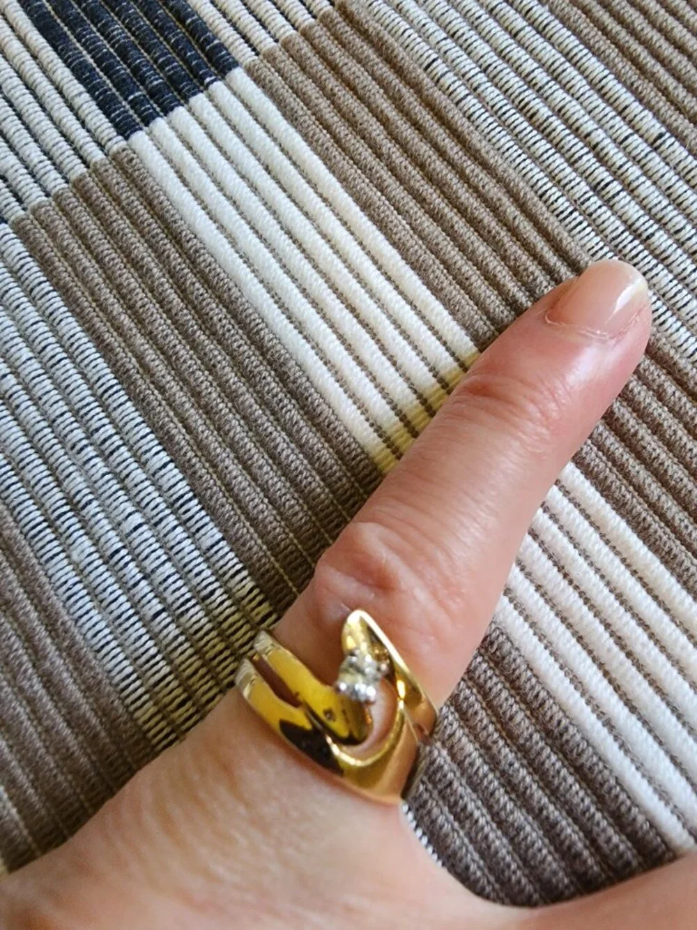 Gold plated with stone ring Size 4 1/2